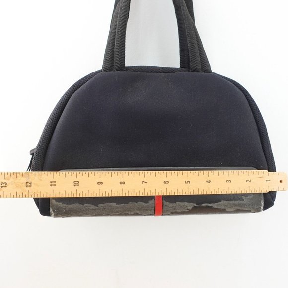 PRADA Bag Women Black Purse Italian Duffel Neoprene Medium Handbag ITALY DEFECTS - Picture 8 of 16